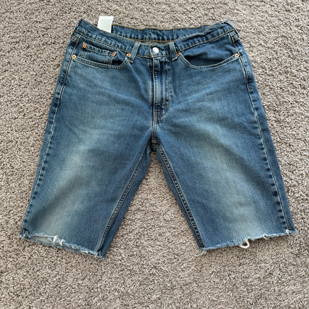 Men’s Levis Casual Blue Denim Cutoff Shorts - size 34